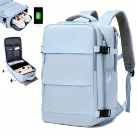 Large Capacity Computer Backpack, Dacron Durable Lightweight School Backpack With Charging Port, Fashion Travel Commuter Bag