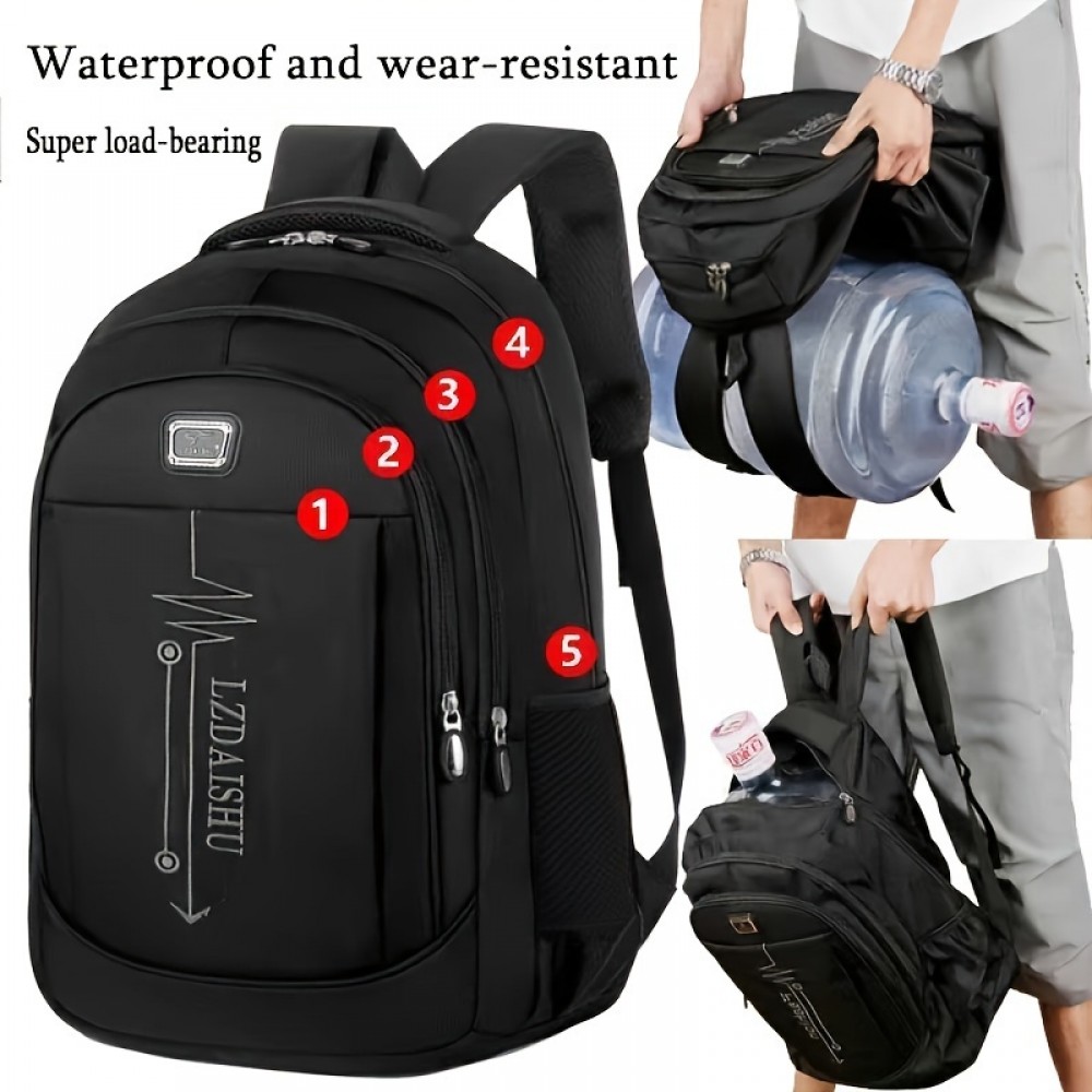 Trendy Multi-layer Zipper Backpack, Large Capacity Business Computer Backpack, Perfect Knapsack For Commuting And Travel