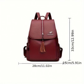 Fashion Large Capacity Backpack, Solid Color Preppy Schoolbag, Women's Casual Travel Commute Daypack