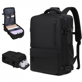 Portable Large Capacity Laptop Backpack, Waterproof Solid Color Travel Backpack With USB Charging Port, Multifunctional Backpack For Travel, Business And Commuting