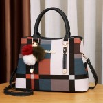 Color Stitching Plaid Crossbody Bag, PU Leather Textured Bag Purse, Classic Versatile Fashion Shoulder Bag