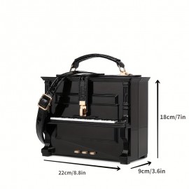 Piano Shaped Handbag, Acrylic Box Crossbody Bag, Creative Simulated Piano Bag For Cosplay, Party