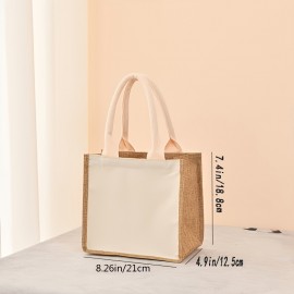 Large Capacity Linen Handbag, Simple Solid Color Gift Bag, Fashion Versatile Shopping Purse