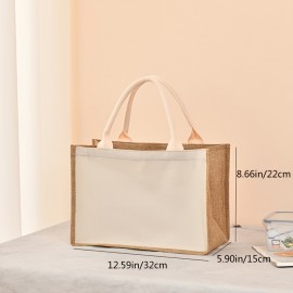 Large Capacity Linen Handbag, Simple Solid Color Gift Bag, Fashion Versatile Shopping Purse