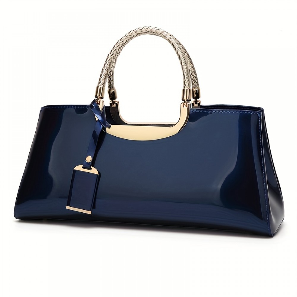 Fashionable patent leather handbag for ladies