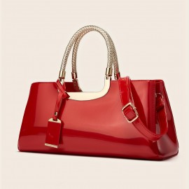 Fashionable patent leather handbag for ladies