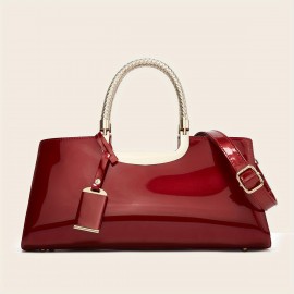 Fashionable patent leather handbag for ladies