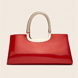 Fashionable patent leather handbag for ladies