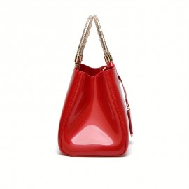 Fashionable patent leather handbag for ladies