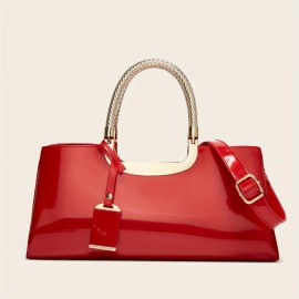 Fashionable patent leather handbag for ladies