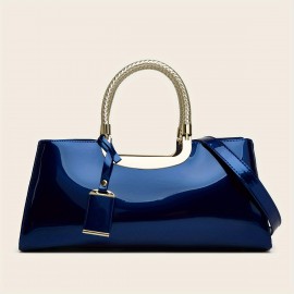 Fashionable patent leather handbag for ladies