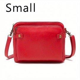 Retro Three-layer Crossbody Bag, Simple Solid Color Shoulder Bag, Durable Fau Leather Wallet