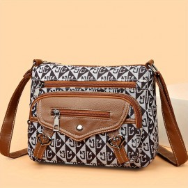 Solid Color Multi Zipper Bag, Vintage Soft Leather Shoulder Bag, Casual Crossbody Purse For Work