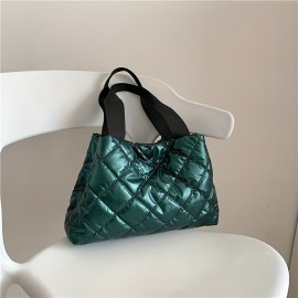 Fashion Puffer Quilted Handbag, Fashion Soft Tote Bag, Women's Lightweight Padded Shoulder Bag