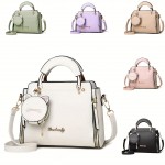 Trendy Multi-pocket PU Leather Tote Bag, Solid Color Shoulder Bag & Cat Coin Bag, Perfect Crossbody Bag For Everyday Use