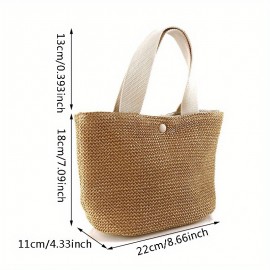 Casual Women's Small Handbag, Summer Beach Straw Bag, Versatile Storage Bag Ofr Outdoor Trip