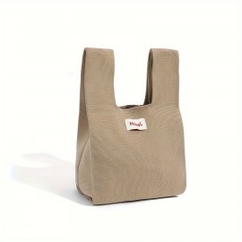 Trendy Simple Solid Color Knitted Handbag, Portable Casual Knotted Wrist Bag, Perfect Carrying Bag For Daily Use