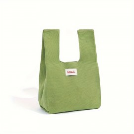 Trendy Simple Solid Color Knitted Handbag, Portable Casual Knotted Wrist Bag, Perfect Carrying Bag For Daily Use