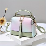 Ombre Square Handbag, Fashion Crossbody Bag With Multi Zipper, Women's Small PU Leather Purse