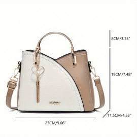 Fashion Color Contrast Handbags, Tassel Decor Crossbody Bag, Women's Top Ring Purses For Every Day