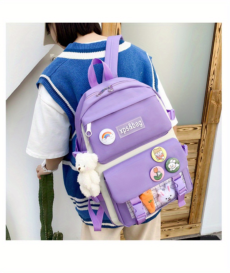 bag, cute student school bag sets fashion womens backpack with kawaii pendant all match bags for travel details 10