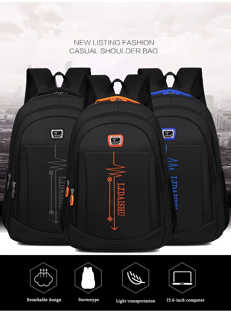 trendy multi layer zipper backpack large capacity business computer backpack perfect knapsack for commuting and travel details 2