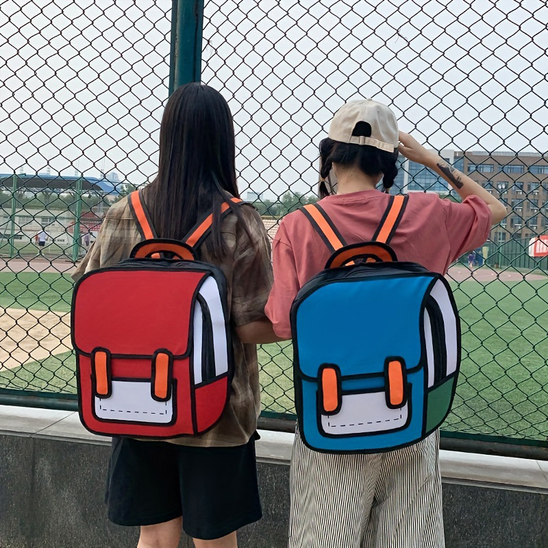 creative anime flap backpack cute cartoon school bag kawaii travel bookbag for teenagers details 0