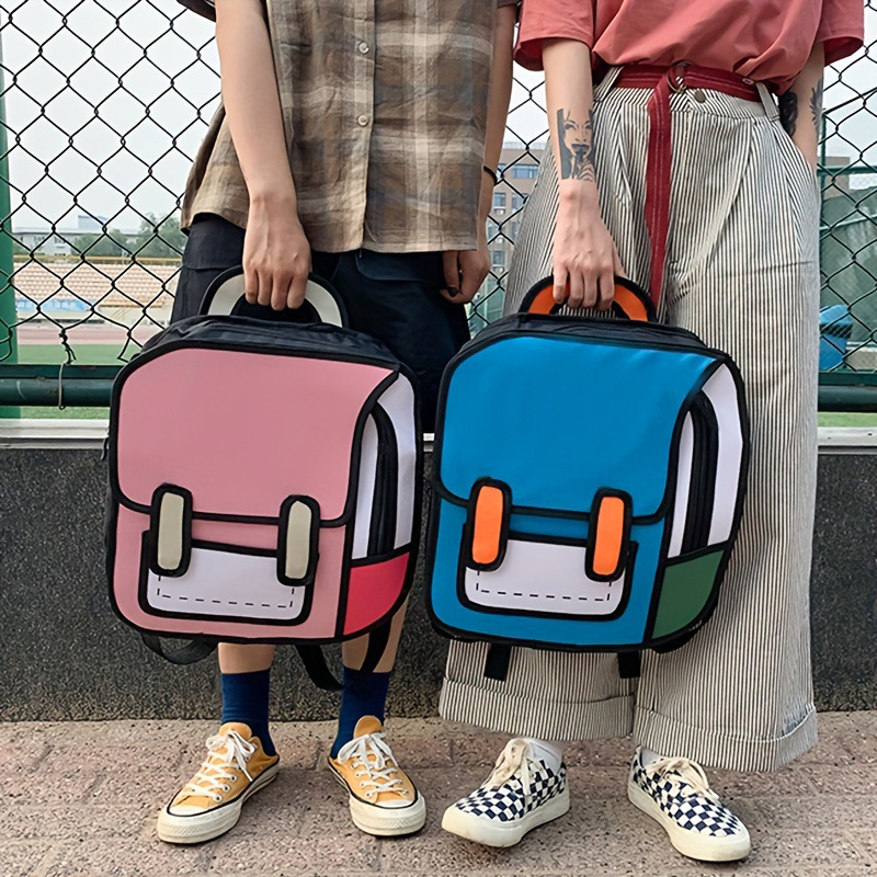 creative anime flap backpack cute cartoon school bag kawaii travel bookbag for teenagers details 1