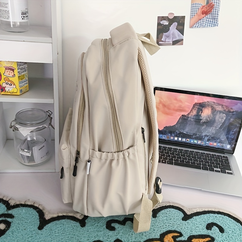 kawaii backpack with cute plush pendant simple preppy laptop schoolbag casual large capacity travel rucksack details 5