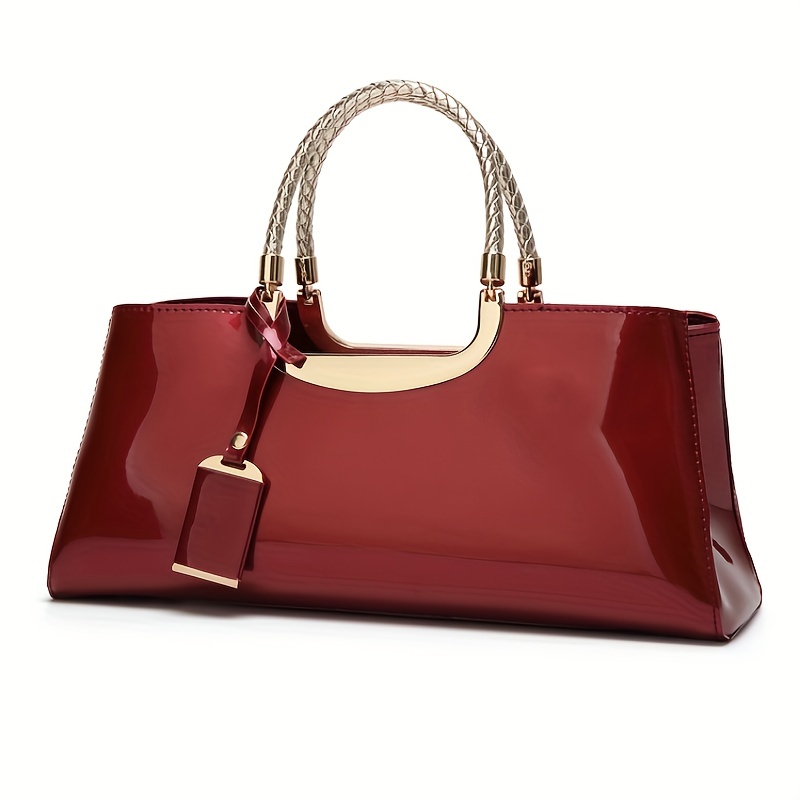 fashionable patent leather handbag for ladies details 6