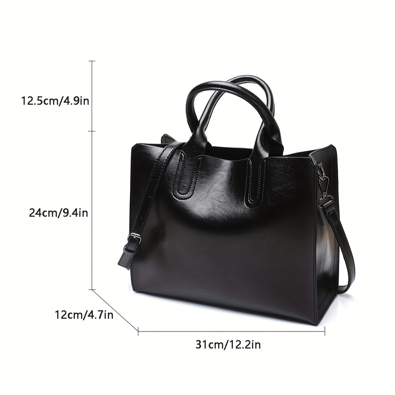 vintage large capacity tote bag retro pu shoulder bag womens causal handbag for commute details 6