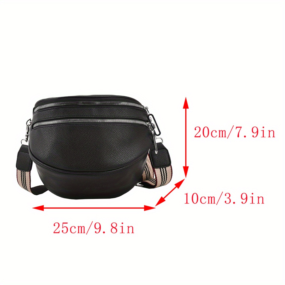 vintage pu crossbody sling bag trendy double zipper waist bag womens fashion shoulder purse fanny pack details 7