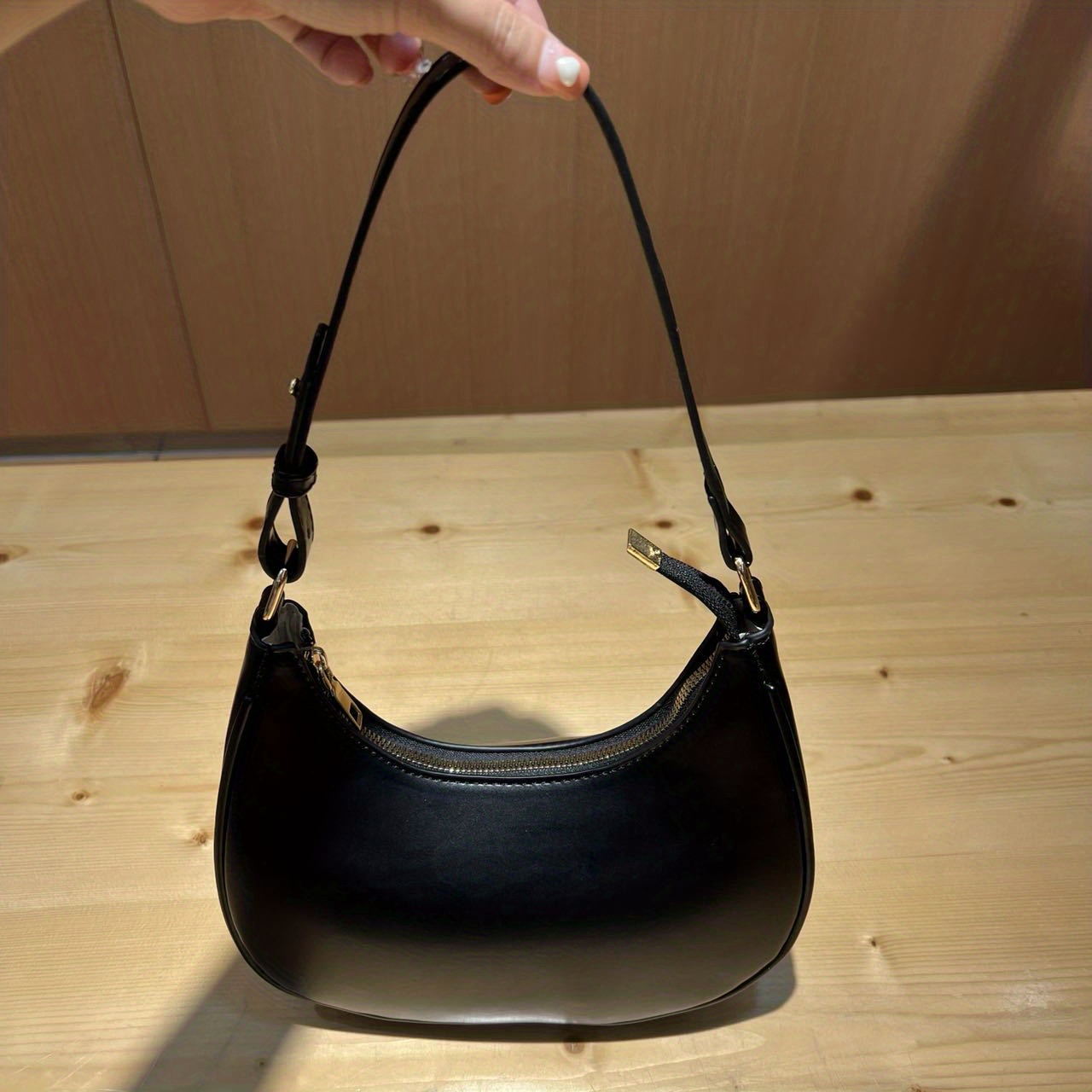 minimalist leather hobo bag womens shoulder bag simple all match underarm purses details 1