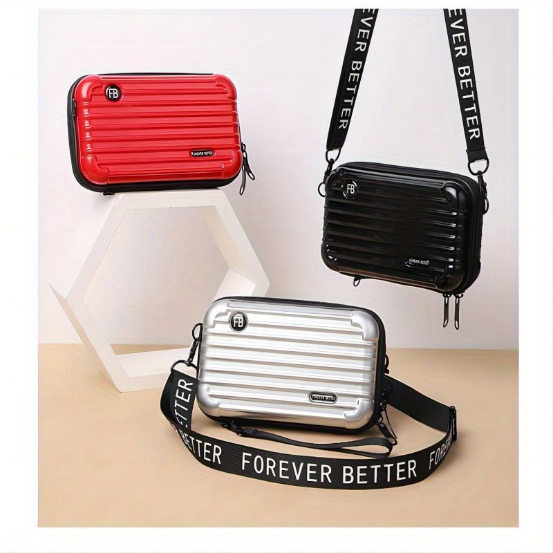 stylish suitcase design shoulder bag zipper all match zipper coin purse portable crossbody bag details 4