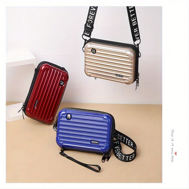 stylish suitcase design shoulder bag zipper all match zipper coin purse portable crossbody bag details 5