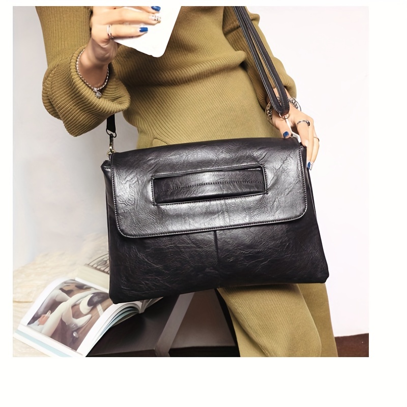 retro pu leather clutch bag large capacity wristlet handbags lady purse envelop bags xmas gift for girls details 2