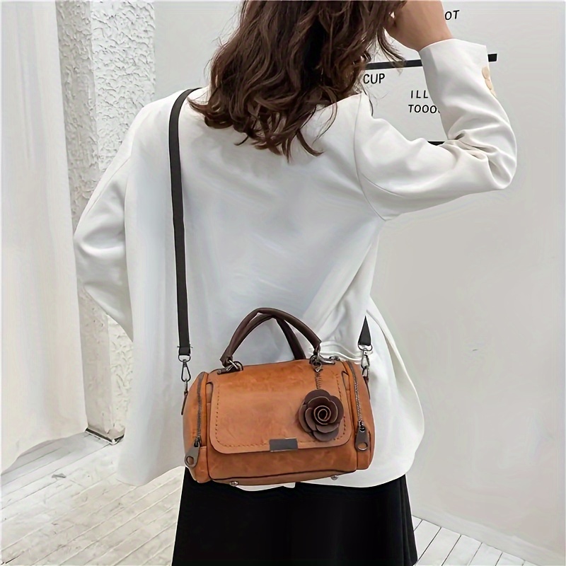 vintage crossbody boston bag retro shoulder bag womens classic handbag purse details 8