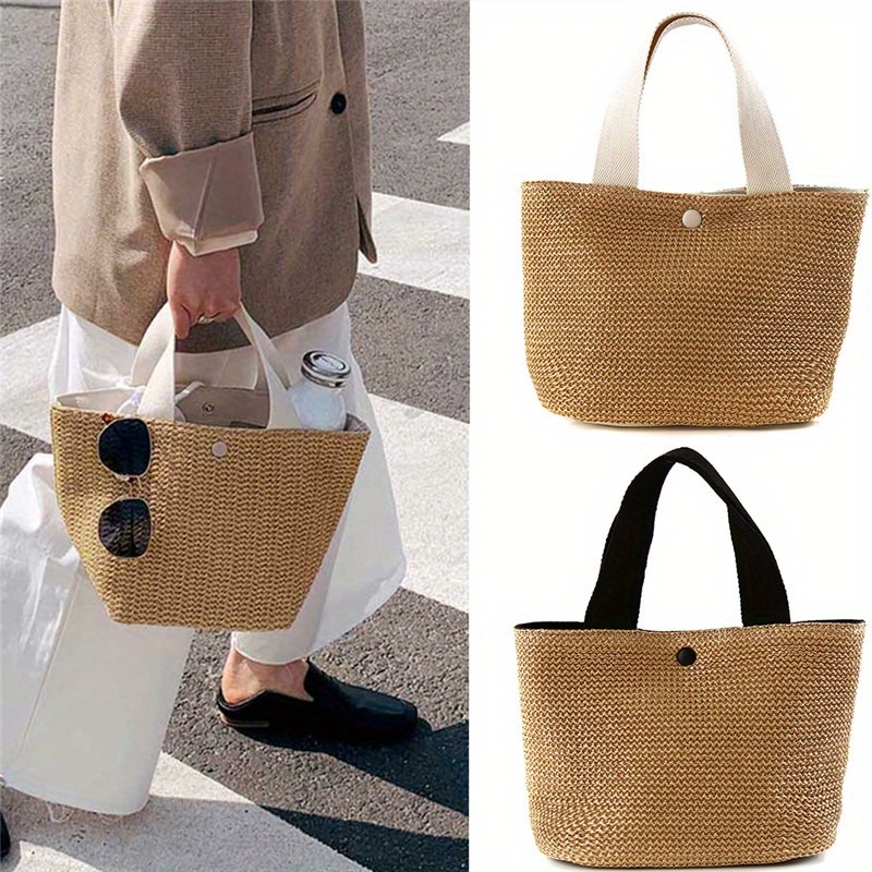 casual womens small handbag summer beach straw bag versatile storage bag ofr outdoor trip details 0