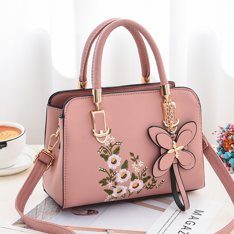 elegant floral pattern handbag womens fashion faux leather shoulder bag trendy double handle purse details 5