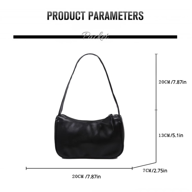 stylish pu leather shoulder bag simple solid color underarm bag perfect armpit bag for daily use details 0